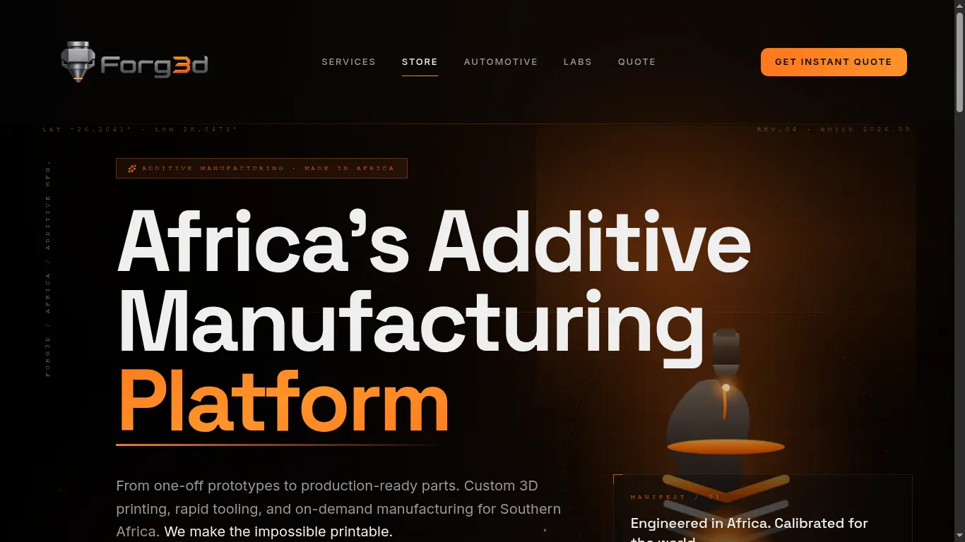 Forg3d — Africa's additive manufacturing platform